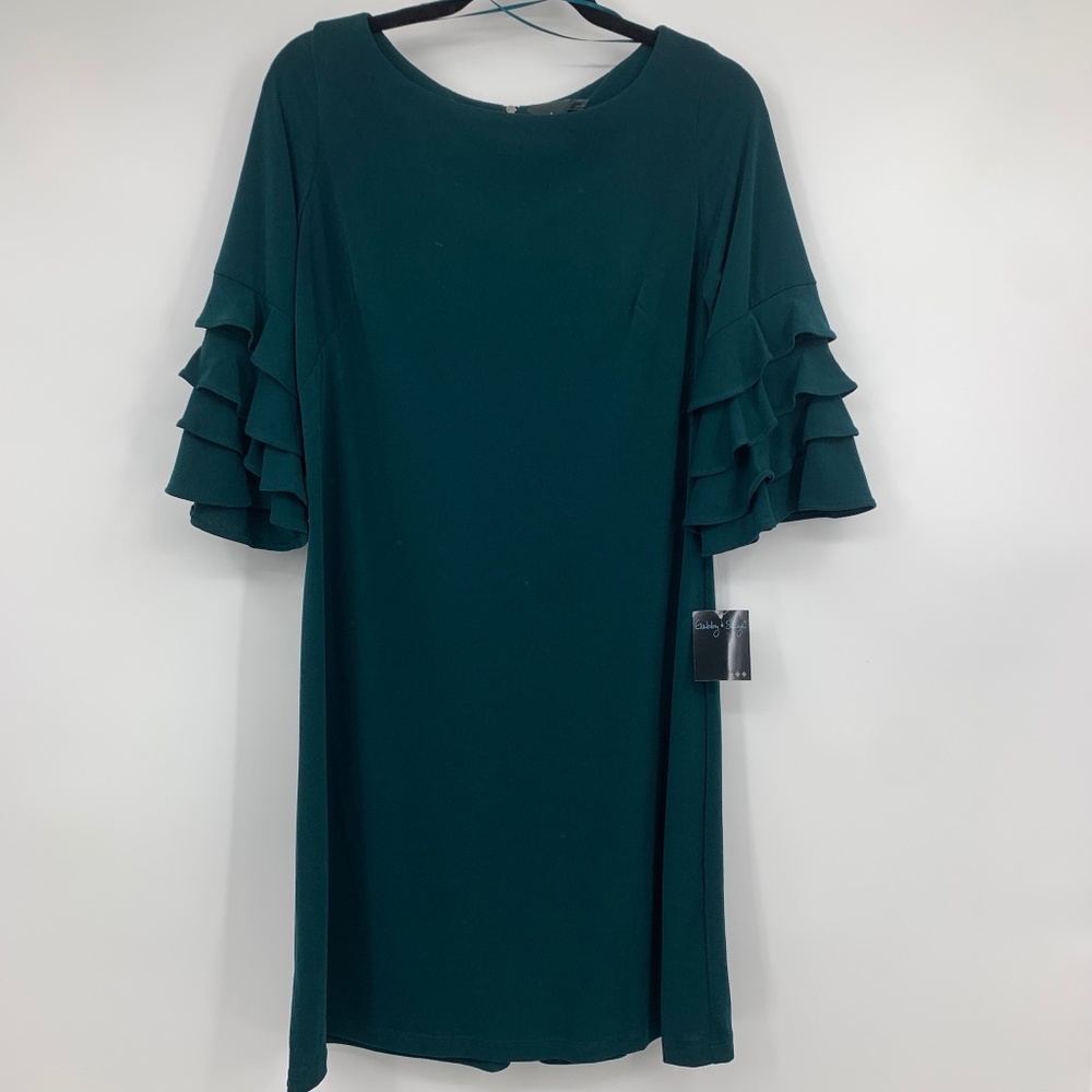 Gabby Skye womens 8 dress blue green stretch NEW